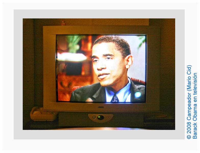 Barack Obama en televisin. Barack Obama on TV. Fotografa: Campeador.