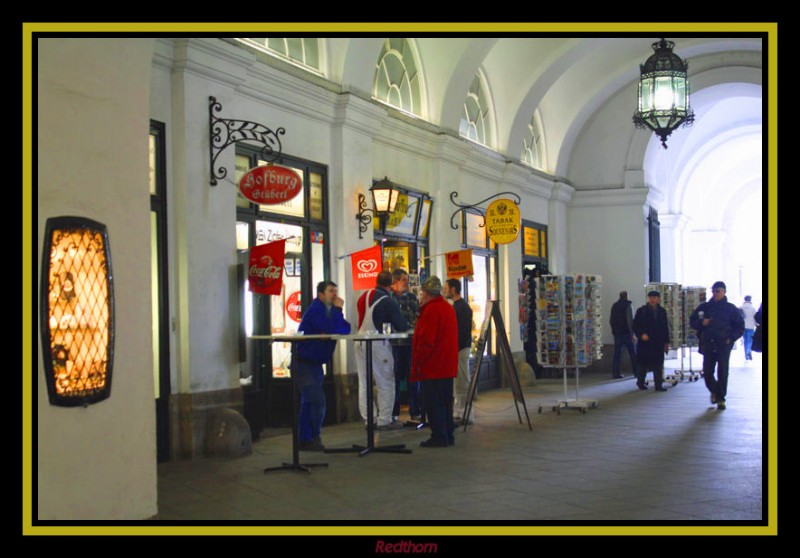 Un modesto caf en un pasaje del complejo Hofburg