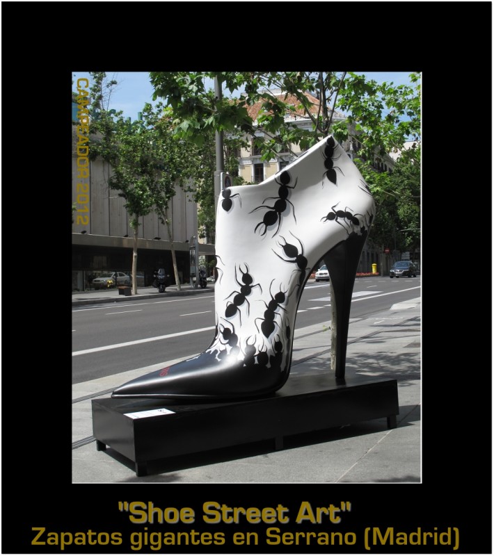 SHOE STREET ART (Zapatos gigantes en Serrano, Madrid). Photo by Campeador.